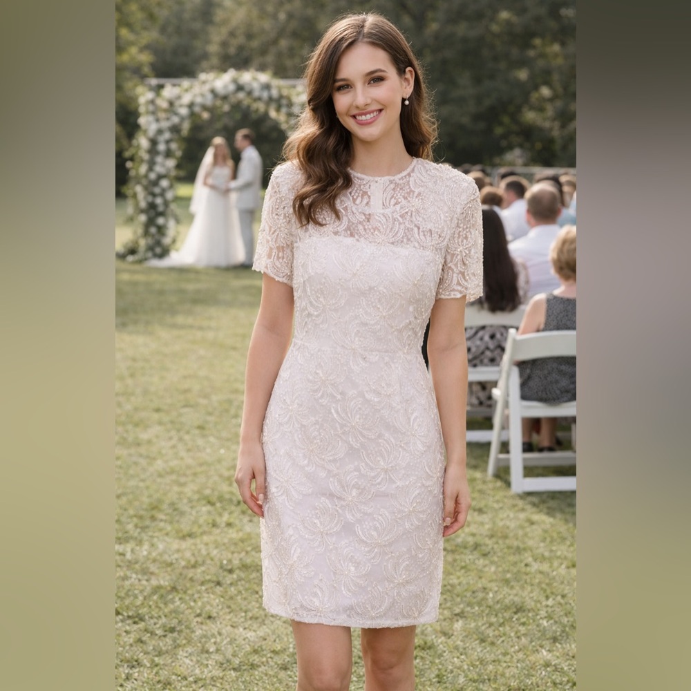 NEW Vintage Wedding Dress Ivory Lace Dress Semi Formal Deadstock nwt
